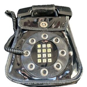 Retro Black Telephone Style Handbag Purse Bag Vintage Functional Phone